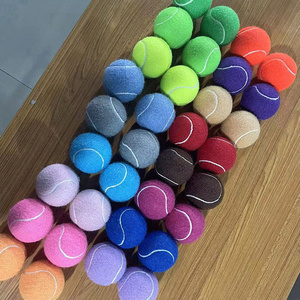 Factory price customized logo multiple colors rubber dog interactive chew toys pet tennis ball for training logo dog ball