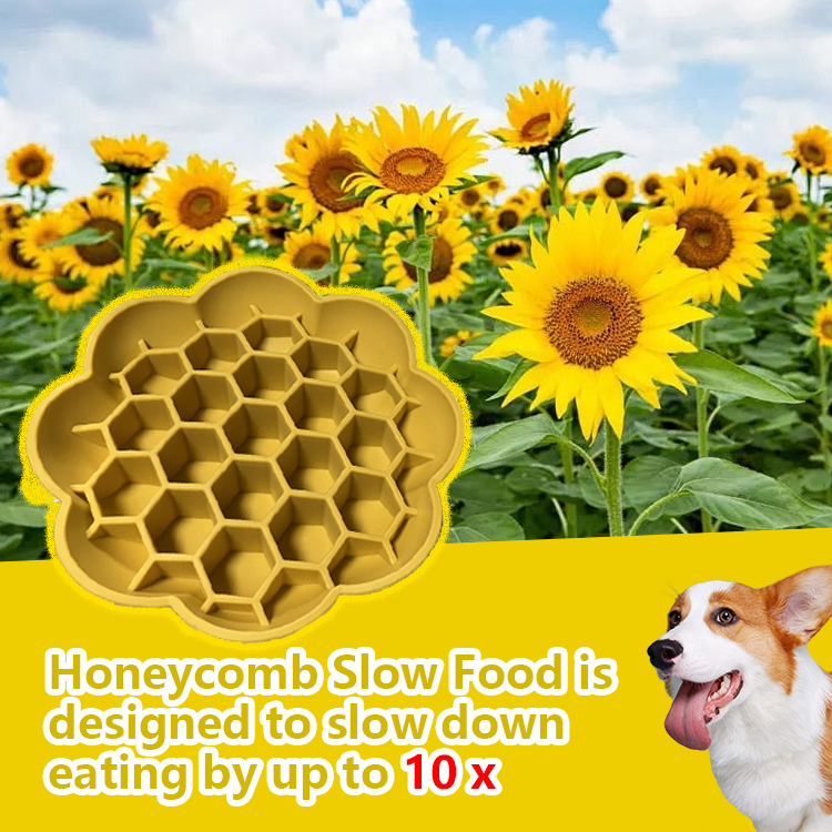 Customized New Honeycomb Slow Food Bowl Dog Bowls Silicone Pet Cat Anti Slip Dog Feeding Dog Slow Feeder Bowl