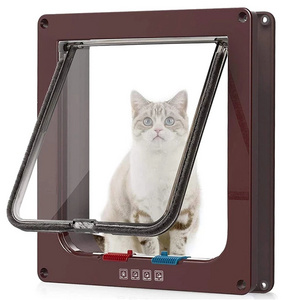 Transparent Security Cat Flap Door with 4 Way Lock, Small Pet Gate Door