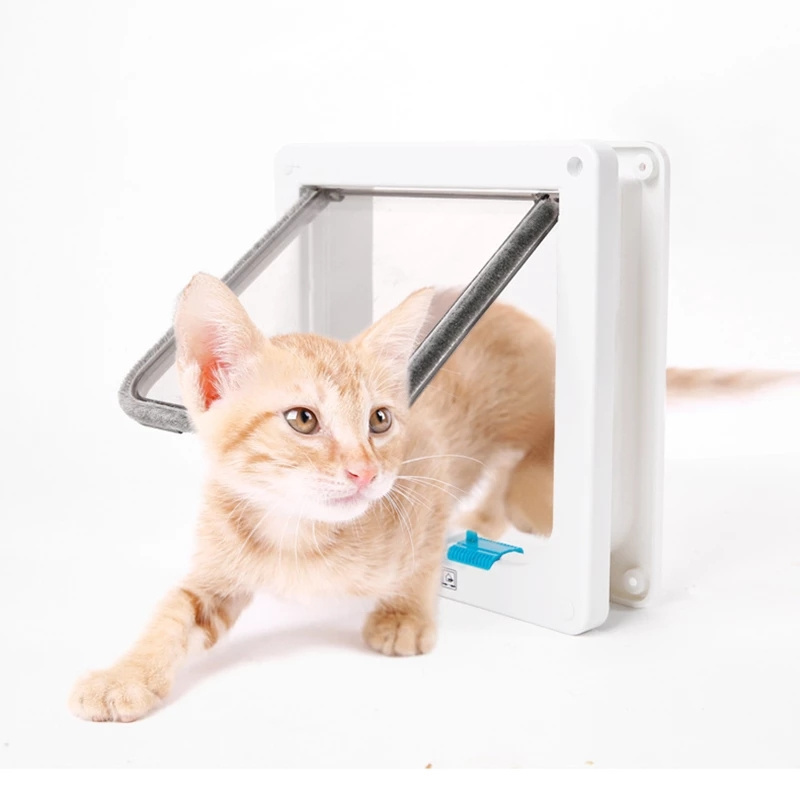 Transparent Security Cat Flap Door with 4 Way Lock, Small Pet Gate Door