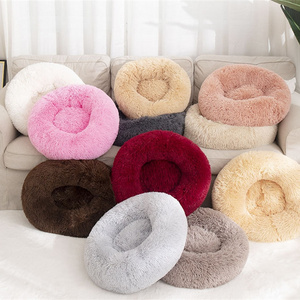 2024 Hot Sale New Winter Long Plush Cat Bed Round Pet House Cat Warm Dog Bed Sleep Bag Nest For Small Cat Products