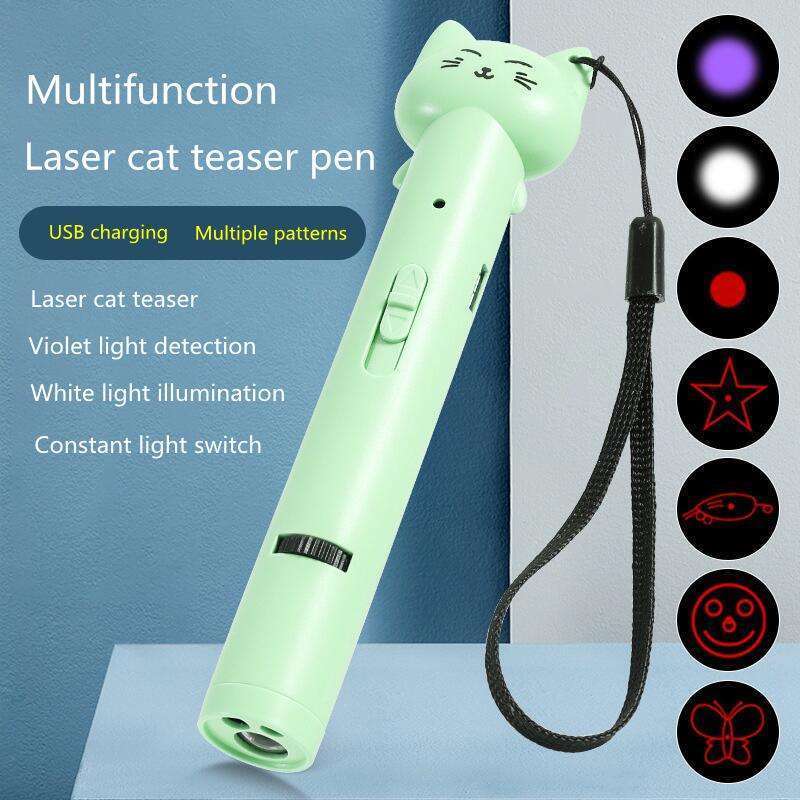 Pet Supplies USB Charging Pointer Cat Toys Light Laser Cat Stick with Feather