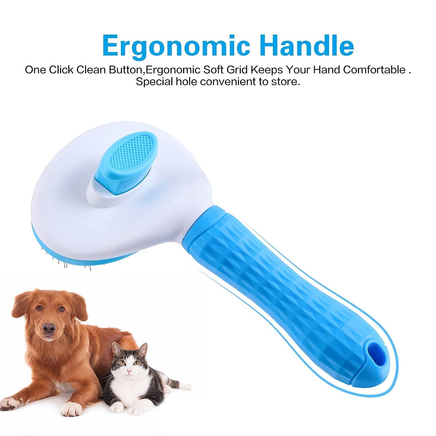 New Arrivals Custom Pet Clean Hair Remover Button Stainless Steel Brushes Dogs Cat Slicker Self Cleaning Grooming Pet Comb Brush