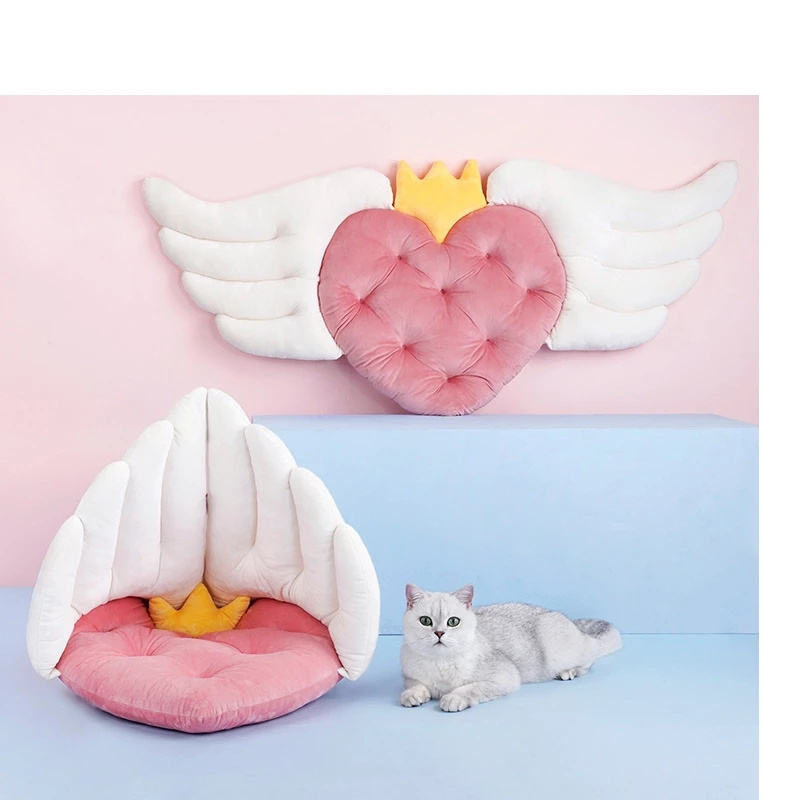 Dropshipping Lovely Love Luxury Pink Princess Velvet Comfortable Soft Warm Pet Nest Bed