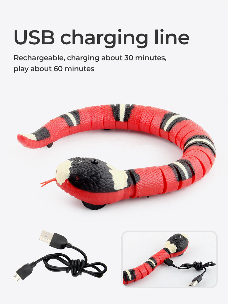 Creative Smart Sensing Cat Electric Snake Interactive USB Charging Automatic Teasering Toys for Cats Dogs Pet Cat Accessories