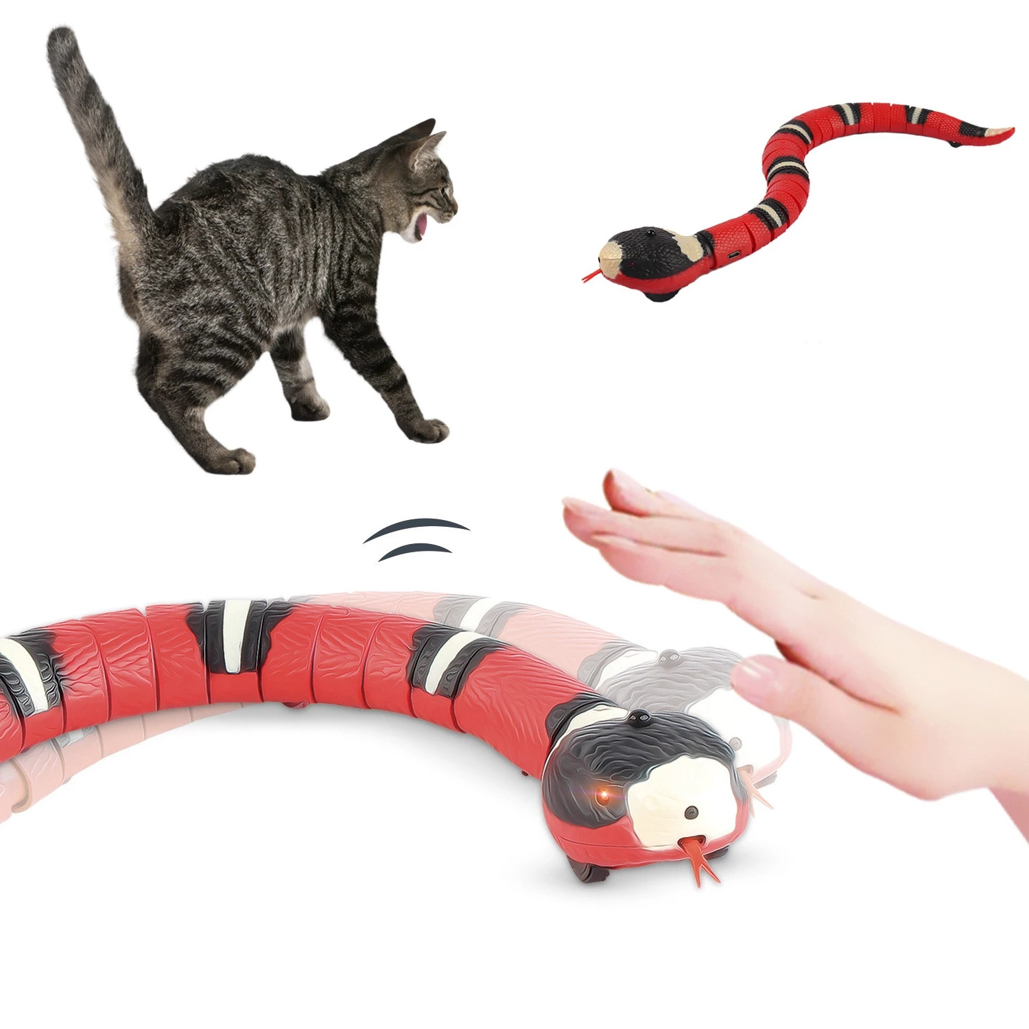 Creative Smart Sensing Cat Electric Snake Interactive USB Charging Automatic Teasering Toys for Cats Dogs Pet Cat Accessories