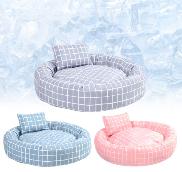 Pet Supplies Winter Plaid Pet Nest Small Round Nest with Pillow Cat Den Dog Kennel Bed