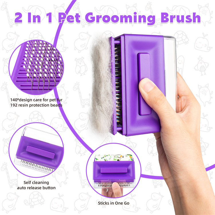 HOT Sale other pet products pet grooming sticker brush 2 in 1 comb removes pet dog cat brush