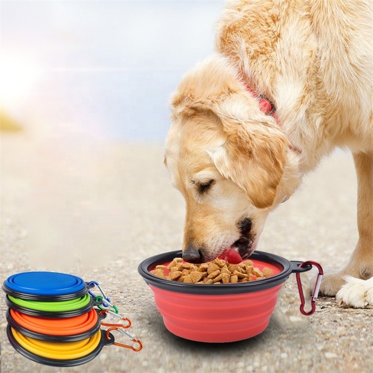 New products 2023 pet accessories 350ml portable travel outdoors pet folding dog food bowl collapsible water bowl