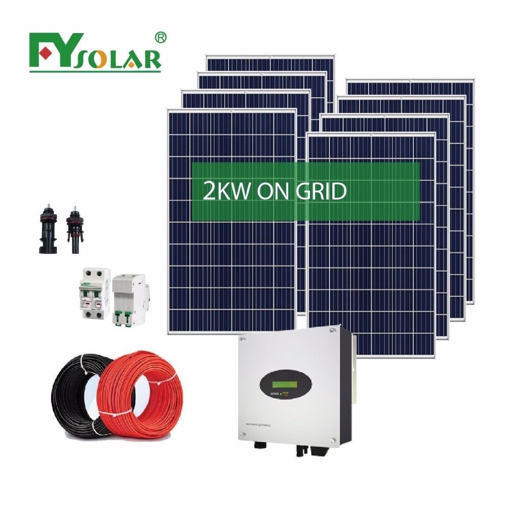 Factory price 2kw solar power system home kit 220V with solar panel inverter