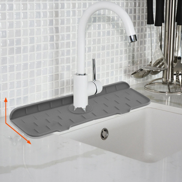 Hot sale Silicone Faucet Handle Drip Catcher Tray Stop Water Pooling Up Behind Sink silicone faucet drain mat