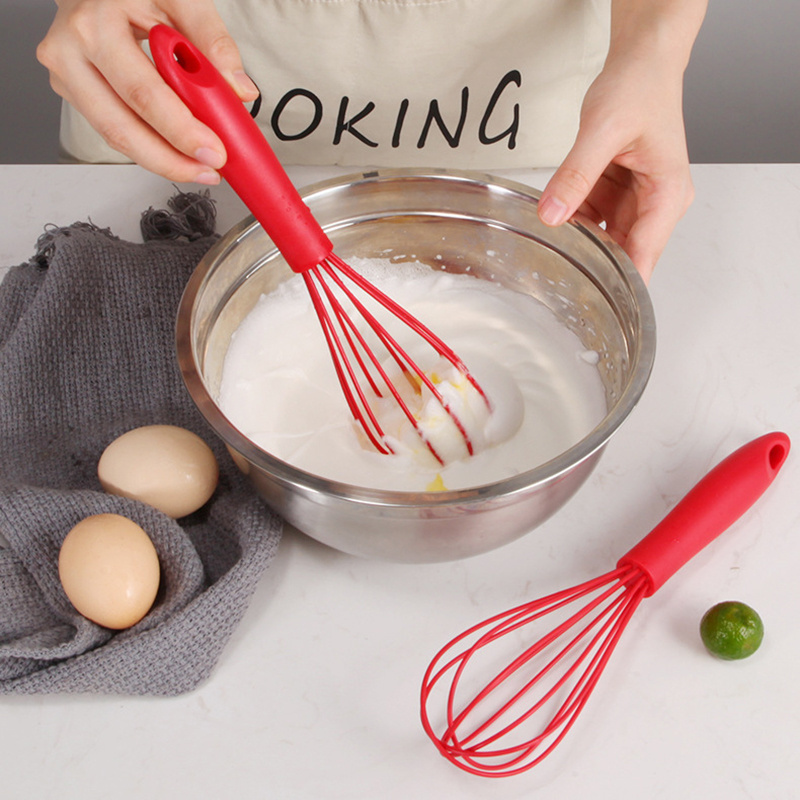 Silicone Whisks for Cooking Non Scratch,Wisking Tool Metal Wire Stainless Steel Whisk Egg Bread Silicone Wisk