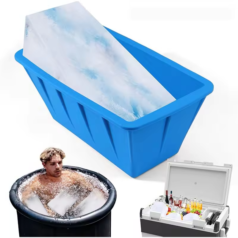 Custom Easy Release Big Ice Cube Tray Reusable Silicone Ice Block Mold Extra Large Bathroom Outdoor Camping