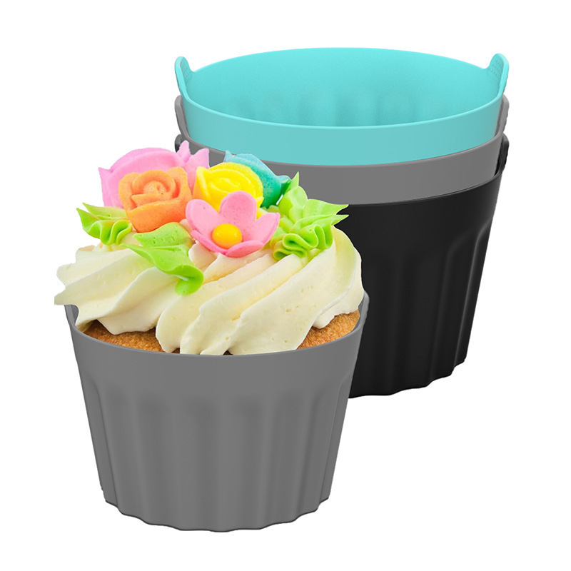 OEM Newest 4 Color Muffin Cupcakes Liners Silicone Porcelain Brulee Souffle Cake Silicone Ramekins for Air Fryer Egg Poacher