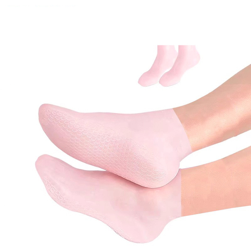 Moisturizing Socks 2 Pairs Gel Socks Pink Soft Spa Reusable Cooling Gel Foot Grip Cold Moistursing Infused Gel Sock