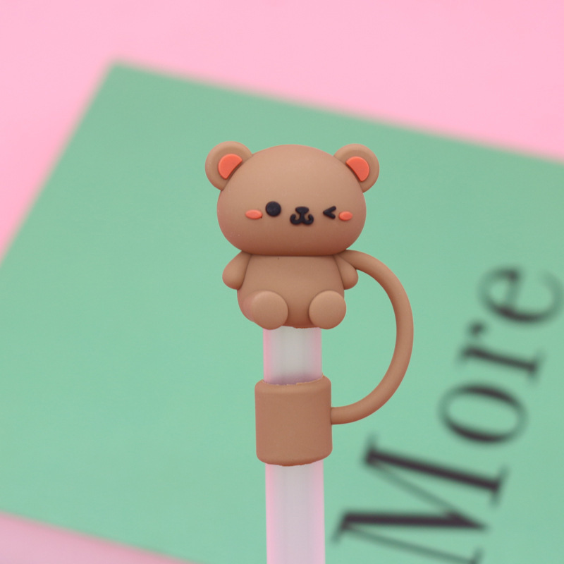 10mm Wholesale Tumbler straw topper Dust Toppers Covers Charms Straw Topper Silicone Straw Cover