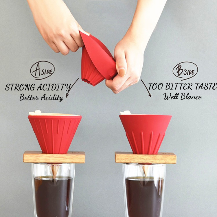 Silicon coffee filter Reusable Pour over Drip maker Coffee cone brewing strainer Single cup percolator Barista tools brewer