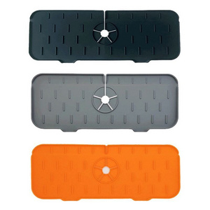 2023 Kitchen Silicone Sink Faucet Mat Sink Sponge Drain Rack Tray Holder Drain Basket Splash Pad Drain Sink Splash Guards