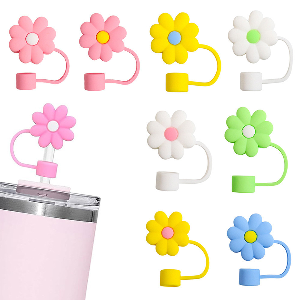 10mm Cup Accessories Straw Cap Cover Topper Tumbler Dust-proof Water Bottle Straw Tips Cover with Charms Name ID Letter Handle