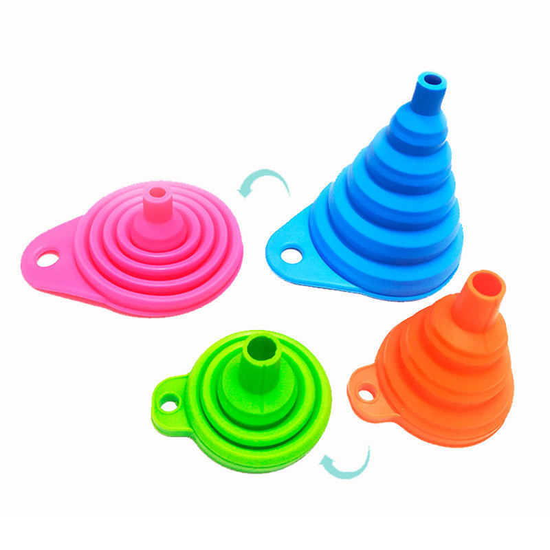 Hot Selling Collapsible Funnel Soft Kitchen Utensils Foldable Kitchenware Food Grade Silicone Funnel for Cooking Baking Silicone