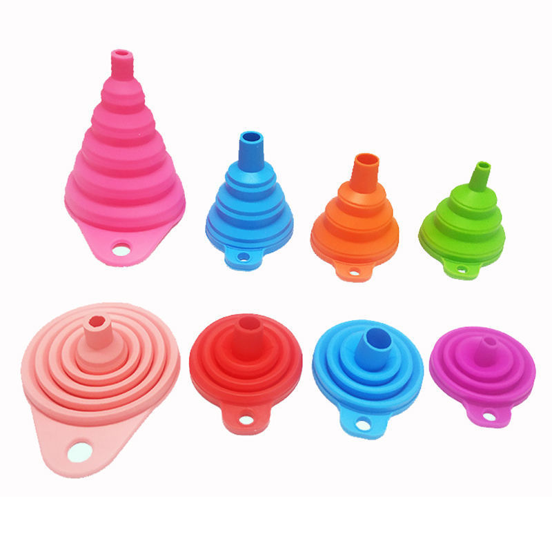 Hot Selling Collapsible Funnel Soft Kitchen Utensils Foldable Kitchenware Food Grade Silicone Funnel for Cooking Baking Silicone