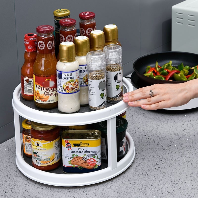 Seasoning Pantry Condiment Revolving Organizer Kitchen Turntable Spice Spinning Susan Lazy Rack Storage Round Rotating Silicone