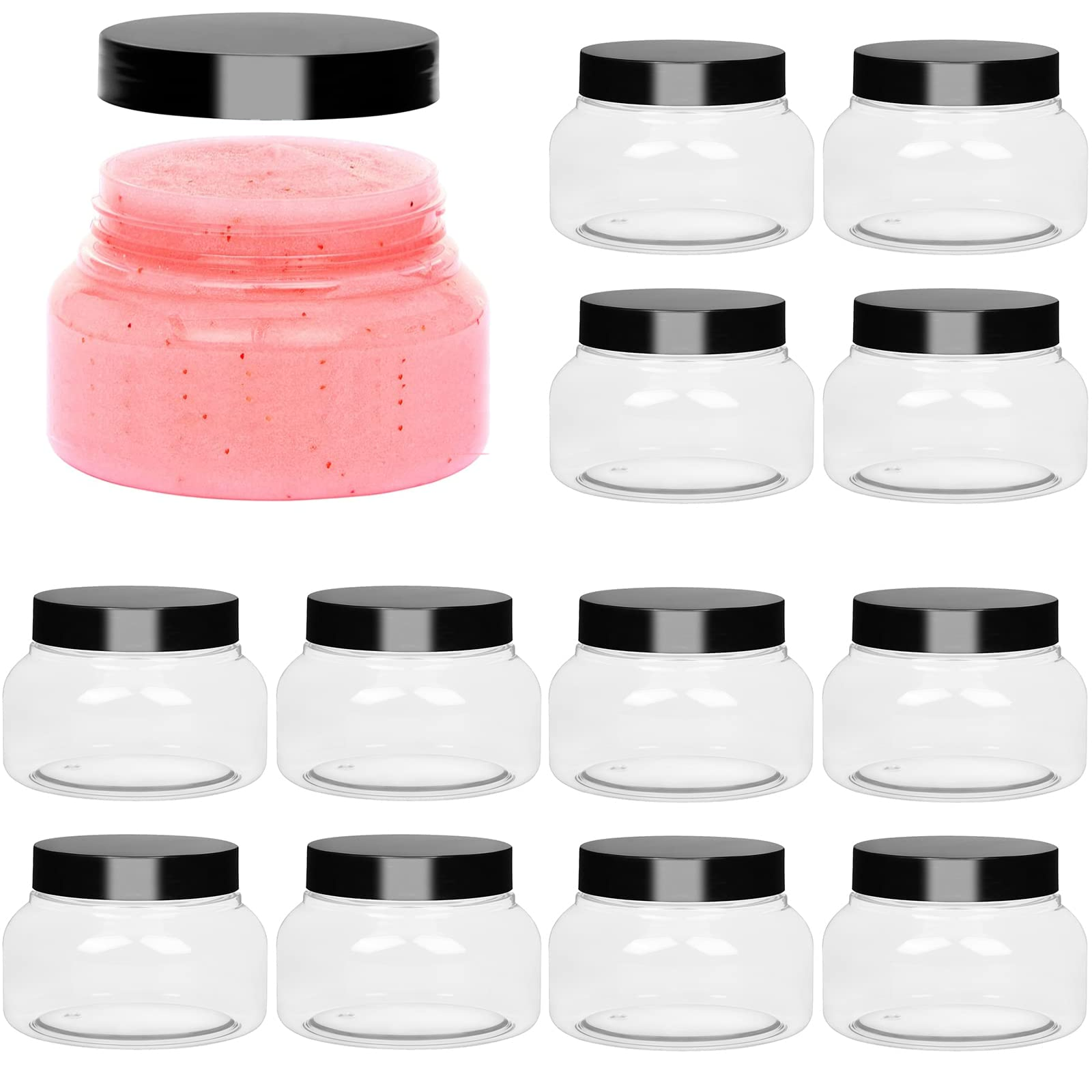 Empty body butter cream container skincare body scrub jars plastic cosmetic 8oz for body scrub jars