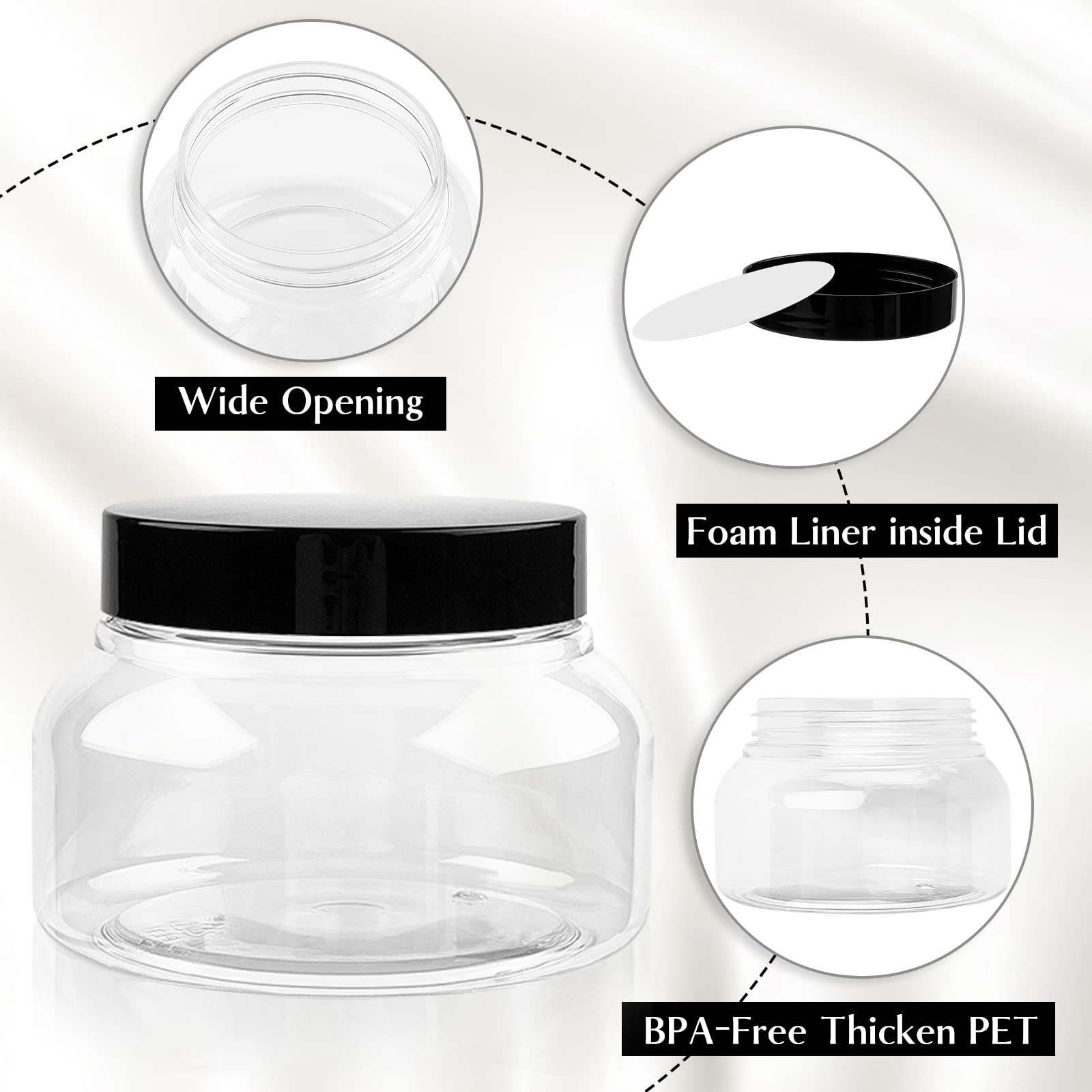 Empty body butter cream container skincare body scrub jars plastic cosmetic 8oz for body scrub jars