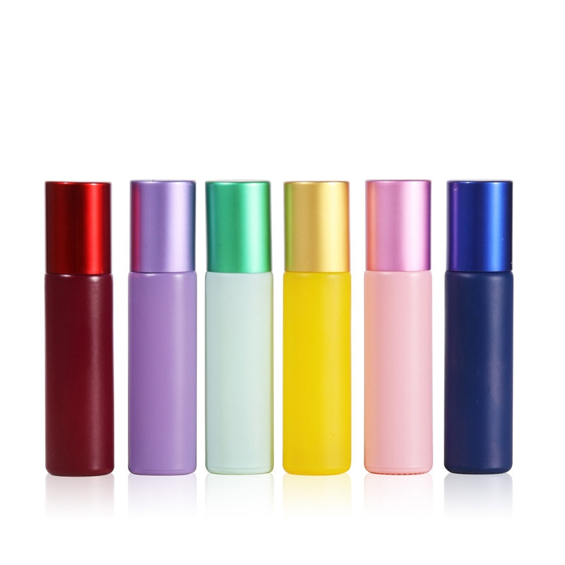 Rainbow color 10ml essential oil or roll on perfume glass roller manufacture bottle