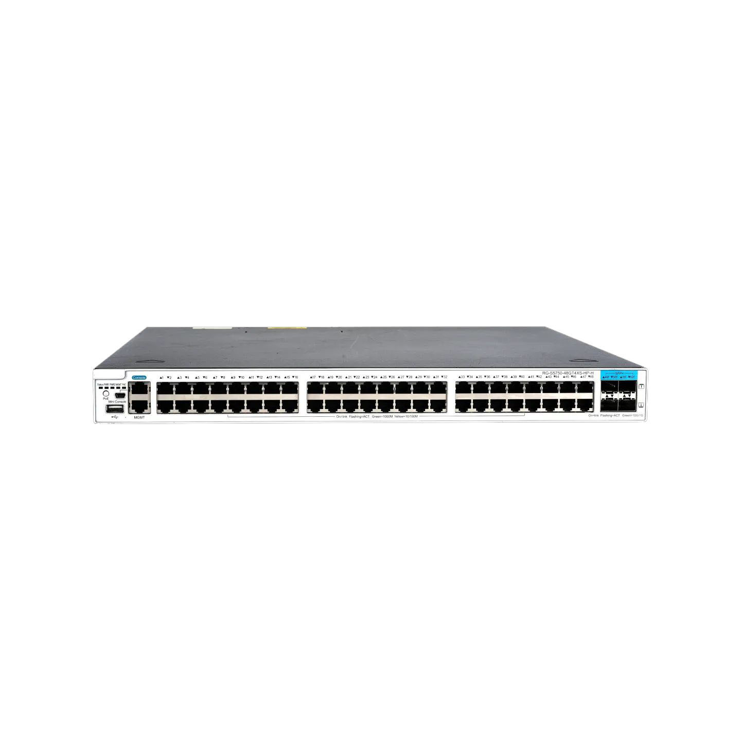 Enterprise-Class RG-S5750-48GT4XS-HP-H Core/Aggregation PoE Switch with 48 GE Electrical Ports 10GE Uplink Two Expansion Slots