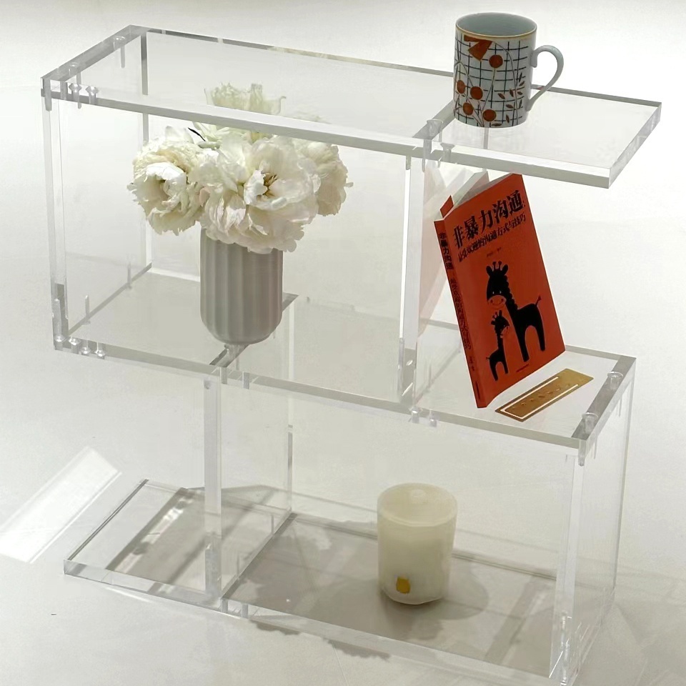 OEM factory supplier Clear Acrylic Sofa Side Table clear pmma nightstand Decorative End Table Bathroom Side Tables