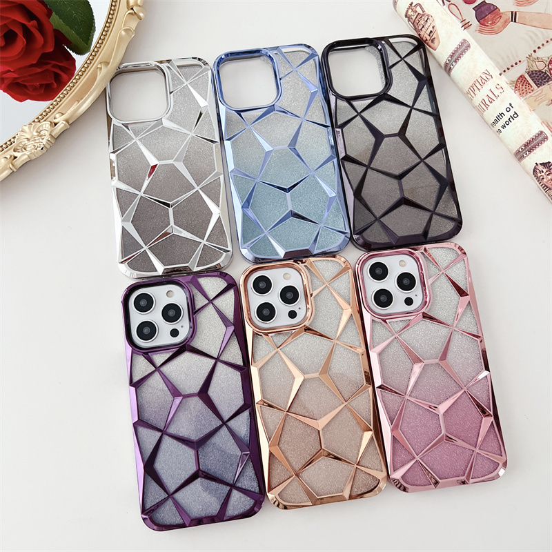 High-end simple electroplated glitter Water Cube fashion phone case for iPhone14promax 13pro 12 protective case 11 for Apple 15