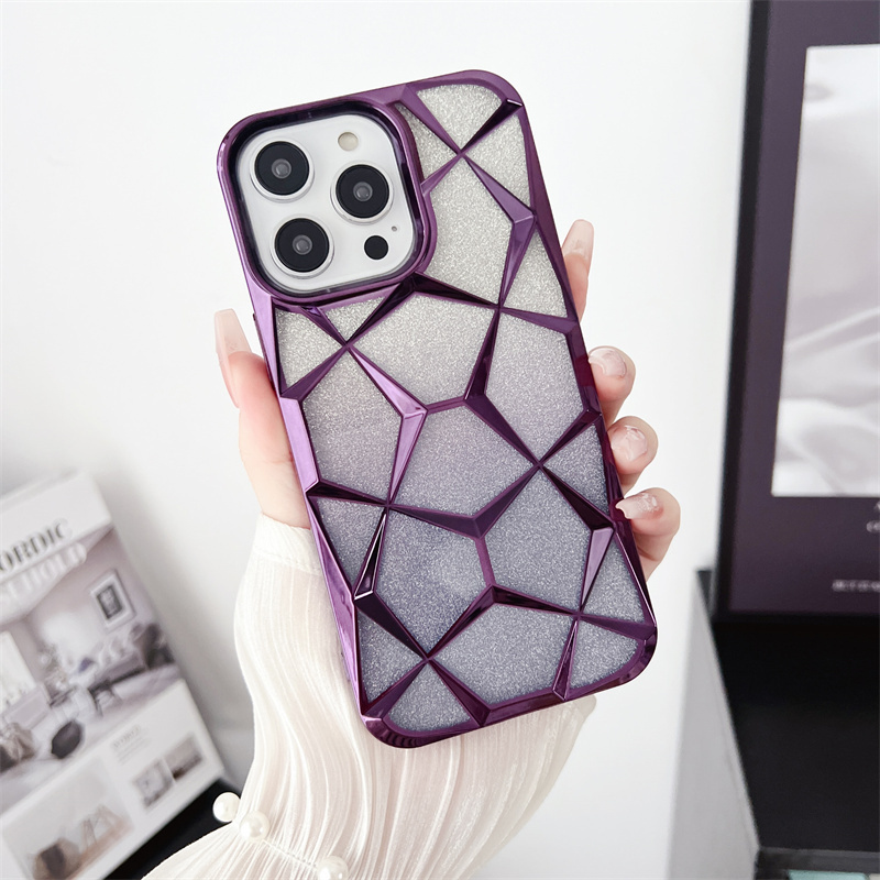 High-end simple electroplated glitter Water Cube fashion phone case for iPhone14promax 13pro 12 protective case 11 for Apple 15