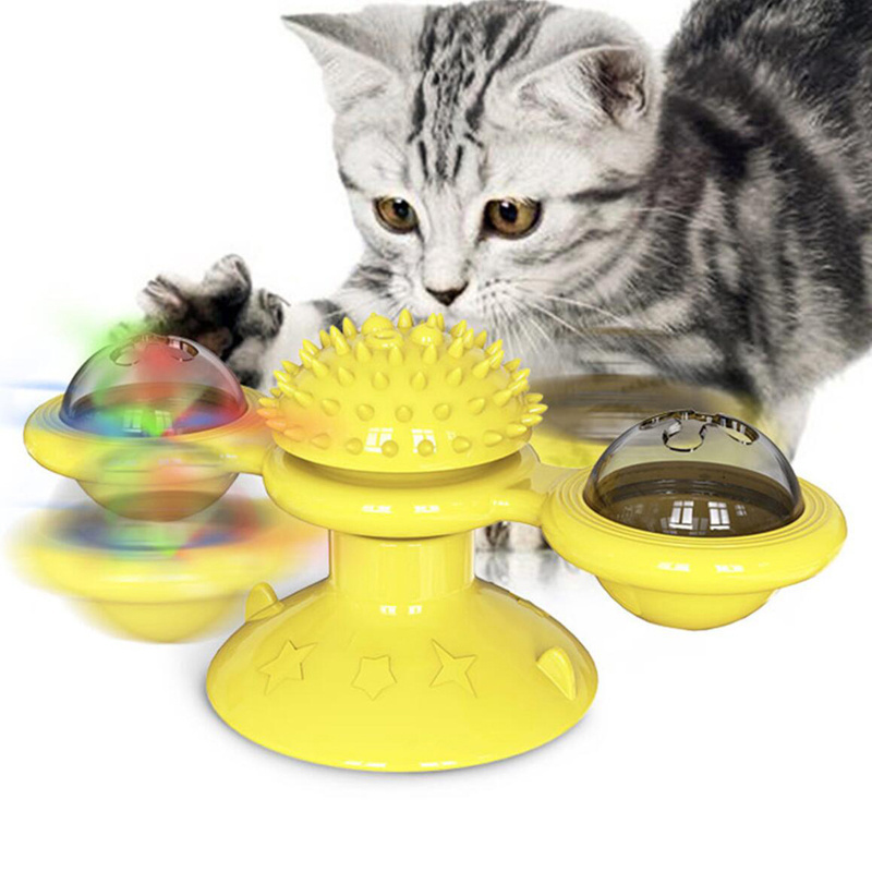 Eco friendly  TPR Teaser cat toy spinning wheel cat toy with light interactive pet toy cat supplies juguetes para mascotas