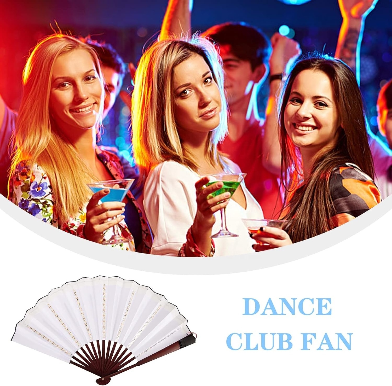 BSBH Night Club Fluorescent Props Fan Personalized Silk Light Up Fan Led Hand Fan