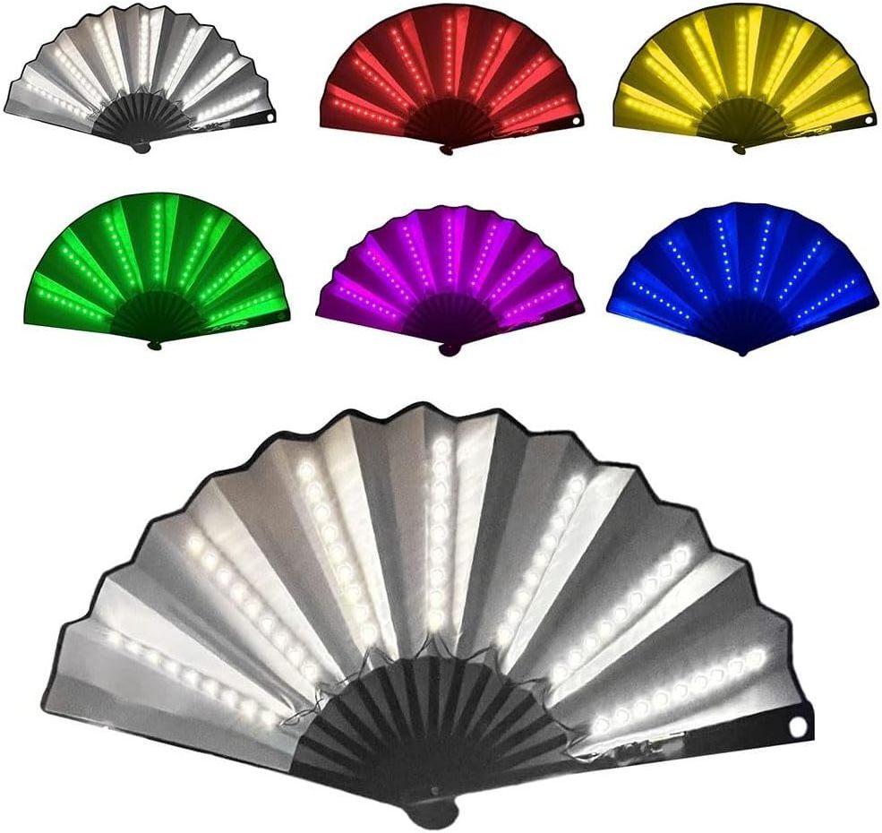 BSBH Night Club Fluorescent Props Fan Personalized Silk Light Up Fan Led Hand Fan