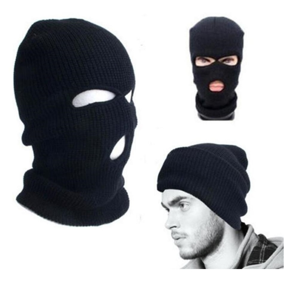 3-Hole Ski Masked Balaclava Knit Hat Face Shield Snow Winter Warm Bike Motorcycle Helmet Ski Face Masked Neck Warmer