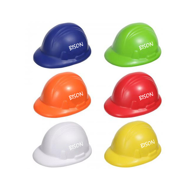 Wholesale Custom Printed Safety Helmet Shape Anti PU Stress Balls With Logo