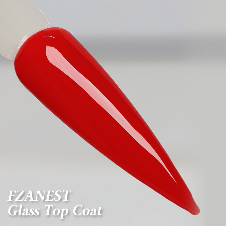 FZANEST Newest Ultra Shine Glass Top Coat Gel Nail Polish NoWipe Diamond High Gloss Finish Wholesale Cosmetic Nail Supplies