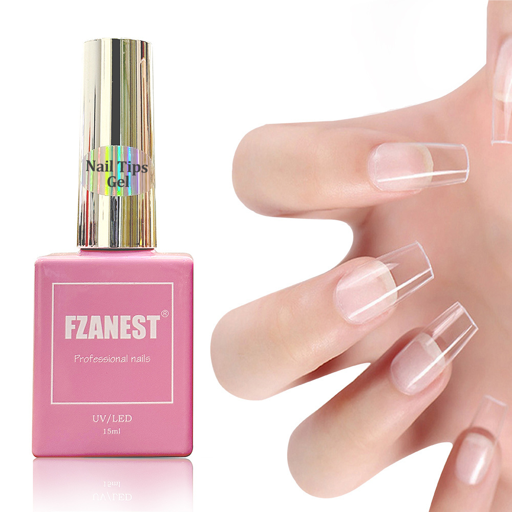 FZANEST nail tips and glue long lasting soft gel tip glue easy removal soft gel nail extension tips glue