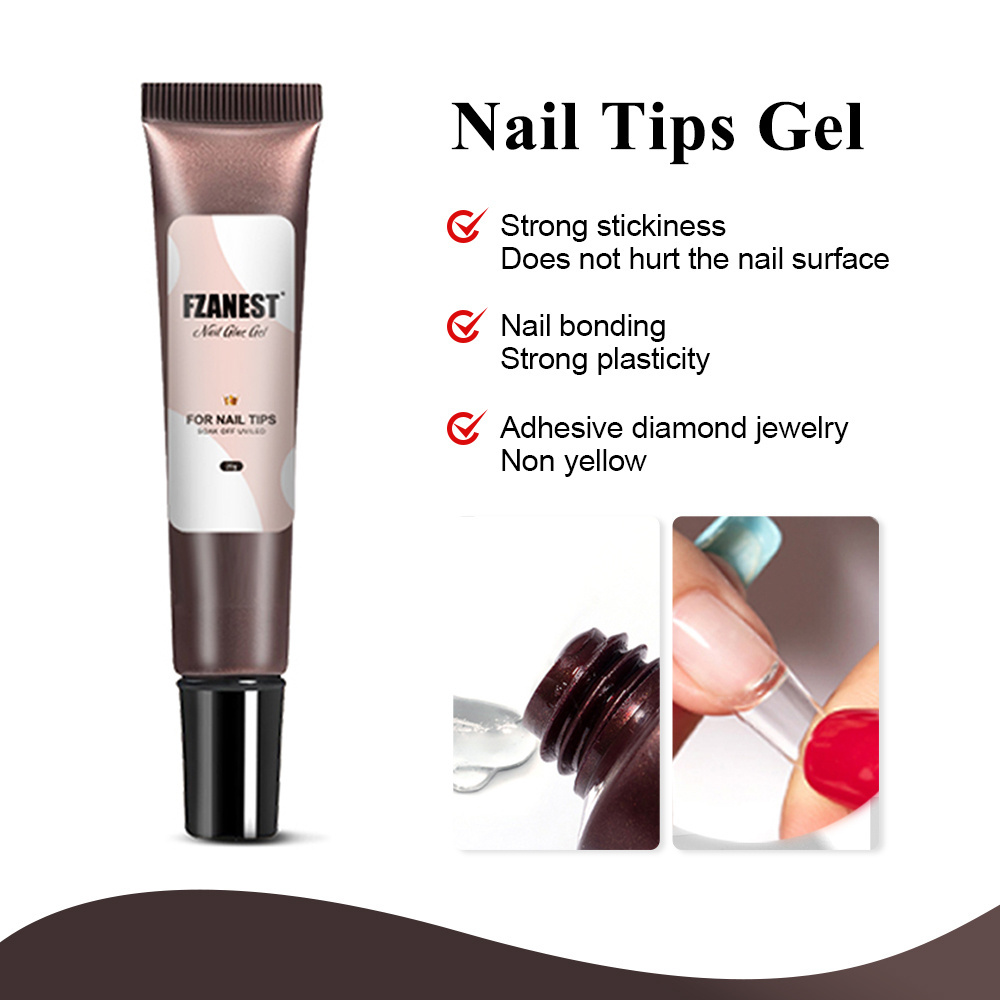 FZANEST Nails supplies Salon super tube nail glue mail tip glue gel 20g gel x solid nail tips glue gel