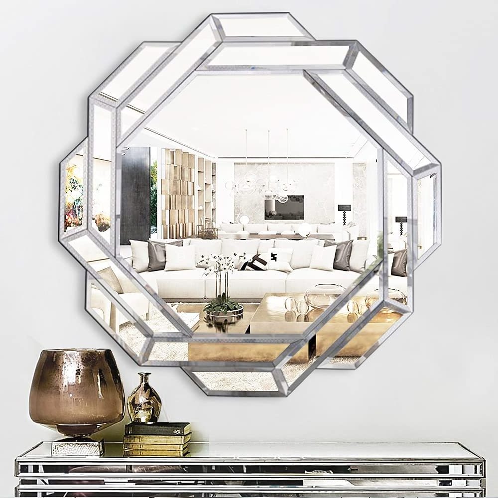 Modern Luxury Style Decorative Mirror with Glass Beveled Edge for Living Room Large Wall Mirror for Decor