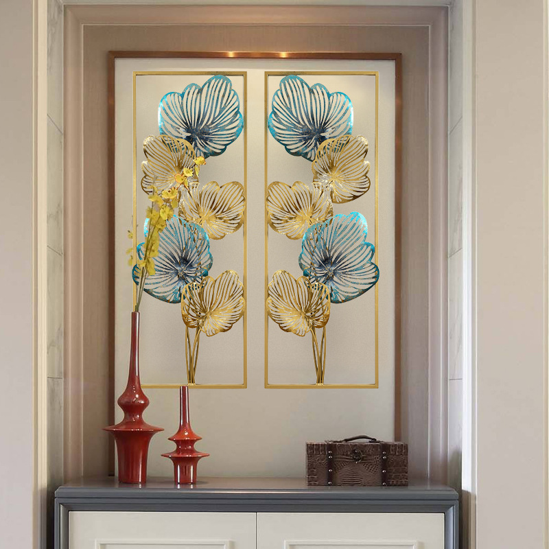 Modern Luxury Metal Flower Wall Art Wall Decor Unique Gold Hanging Arts Crafts Home Wall Decor Flower Metal Frame Hanging Art