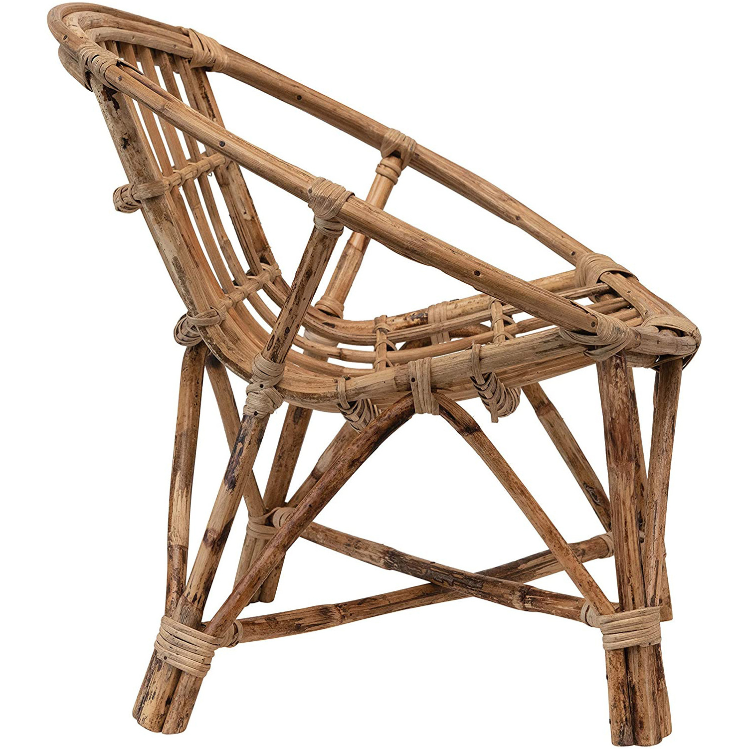 Hand-Woven Rattan Natural Chair Living Room Perfect for a Bohemian Home Decor Armhair with Seat Cushion