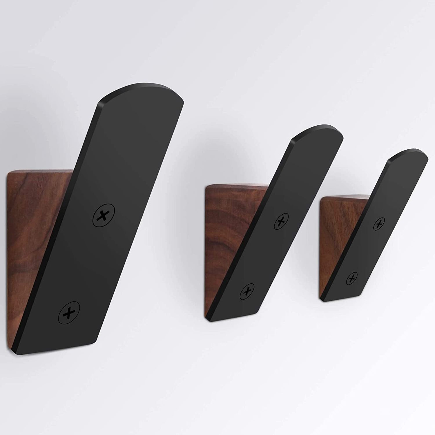 Wall Hooks for Hanging Coat Wall Mounted Black Walnut Wood Black Metal Hooks Modern Wall Hook Holder for Hanging Coat