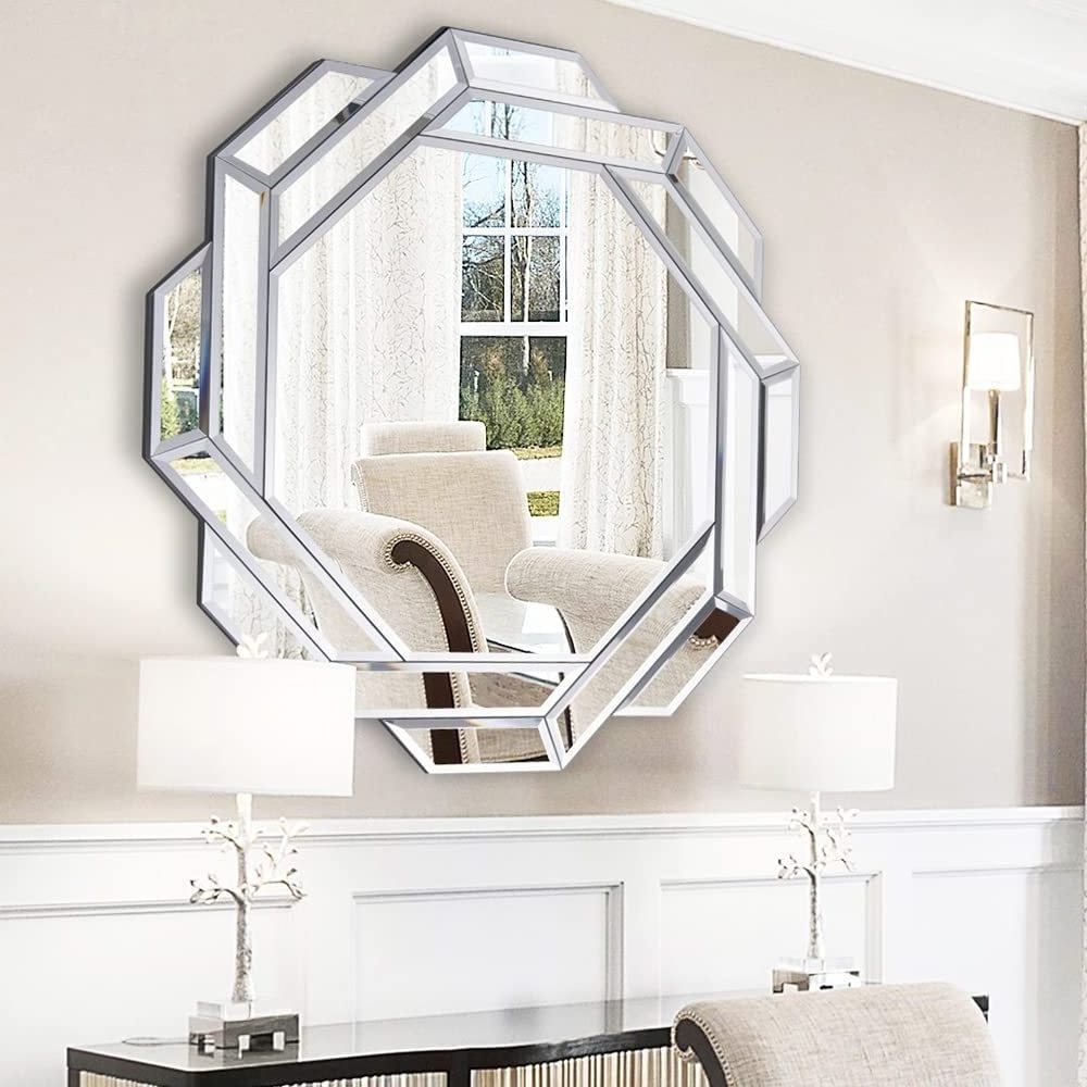 Modern Luxury Style Decorative Mirror with Glass Beveled Edge for Living Room Large Wall Mirror for Decor