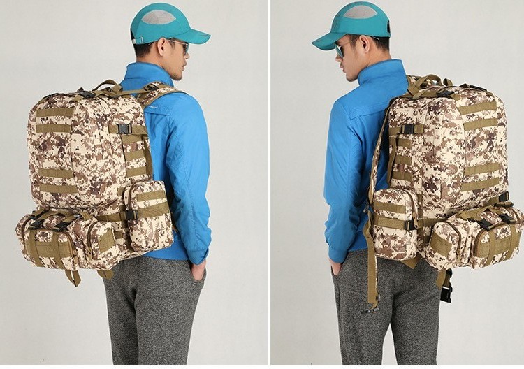 0201 Custom Wholesale 55L Outdoor Tactical Camouflage Travel Waterproof Big Large Capacity Mens Hiking Backpack