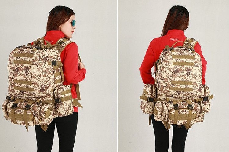 0201 Custom Wholesale 55L Outdoor Tactical Camouflage Travel Waterproof Big Large Capacity Mens Hiking Backpack