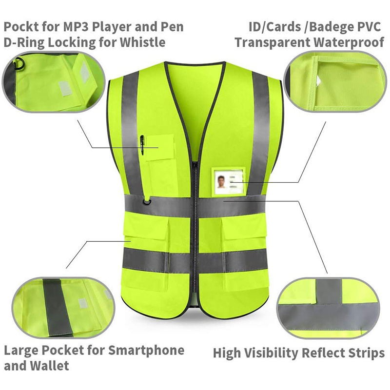 Customized Logo High Visibility Security Motorcycle Reflective Vest Safe Working Clothes Sanitation Workers Safety Clothes