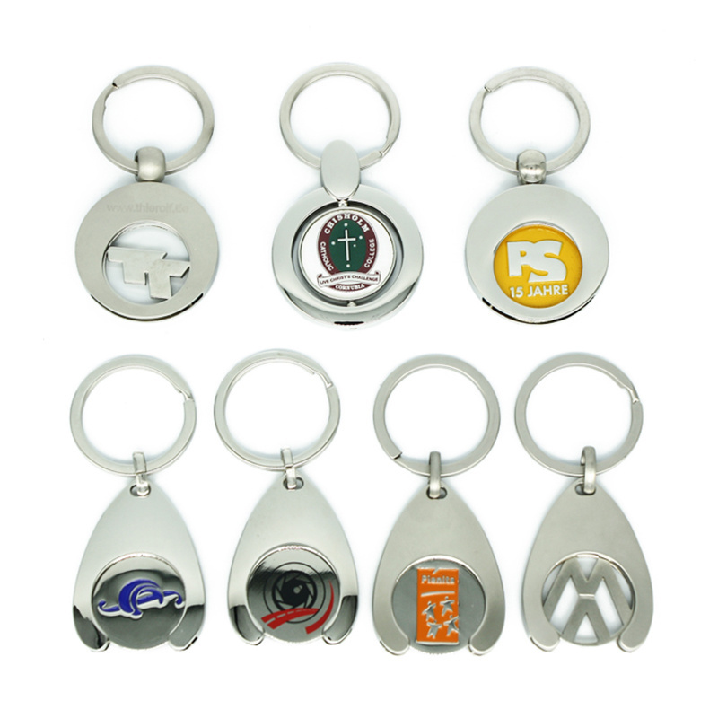 Keychain Manufacturers Metal UK Trolly Insert Keychain Souvenir Coin For Supermarket Shopping Cart Token Coin Holder Keychains